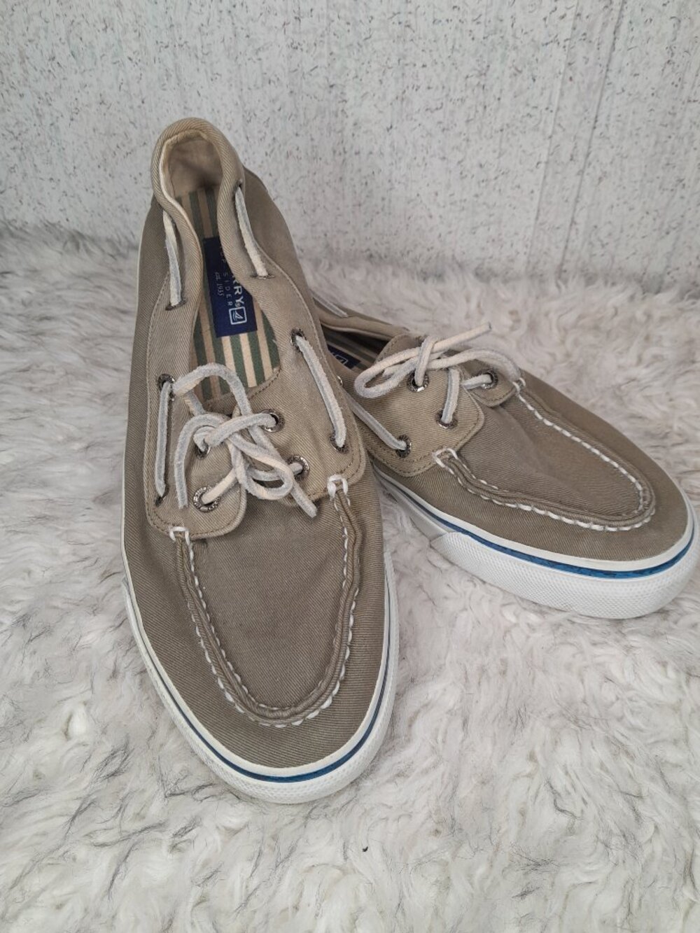 SPERRY Top-Sider Bahama II Boat Shoes Tan Canvas Men's Size 9